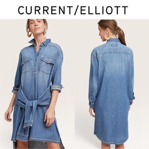 CURRENT/ELLIOTT THE TWIST DENIM SHIRTDRESS HIGH LOW CHAMBRAY UTILITY DRESS *NWT*